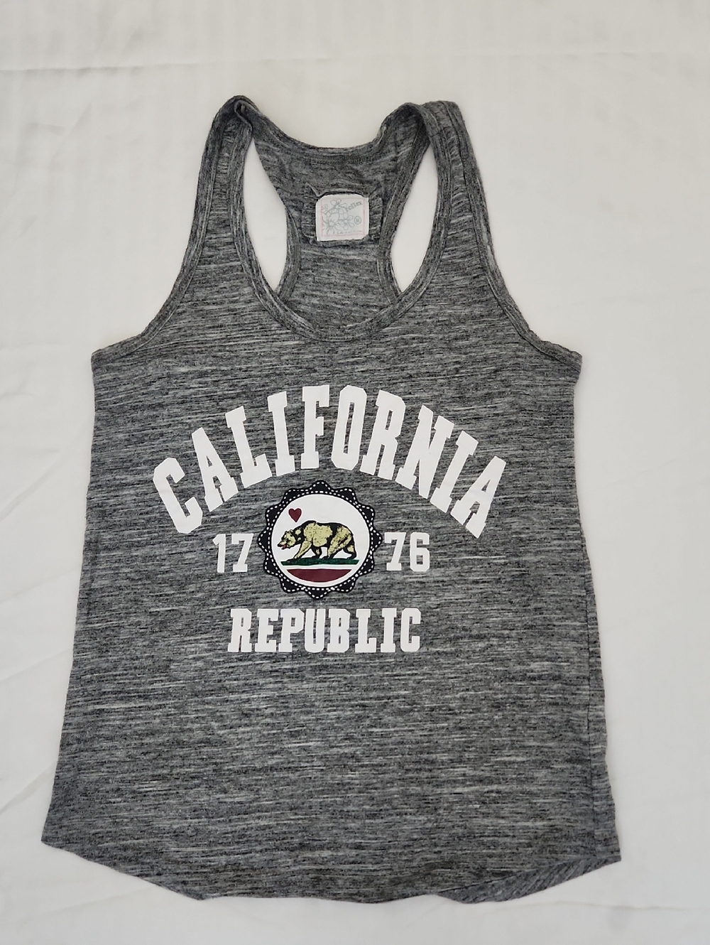 Reflex Gray California Republic Graphic Racerback Tank